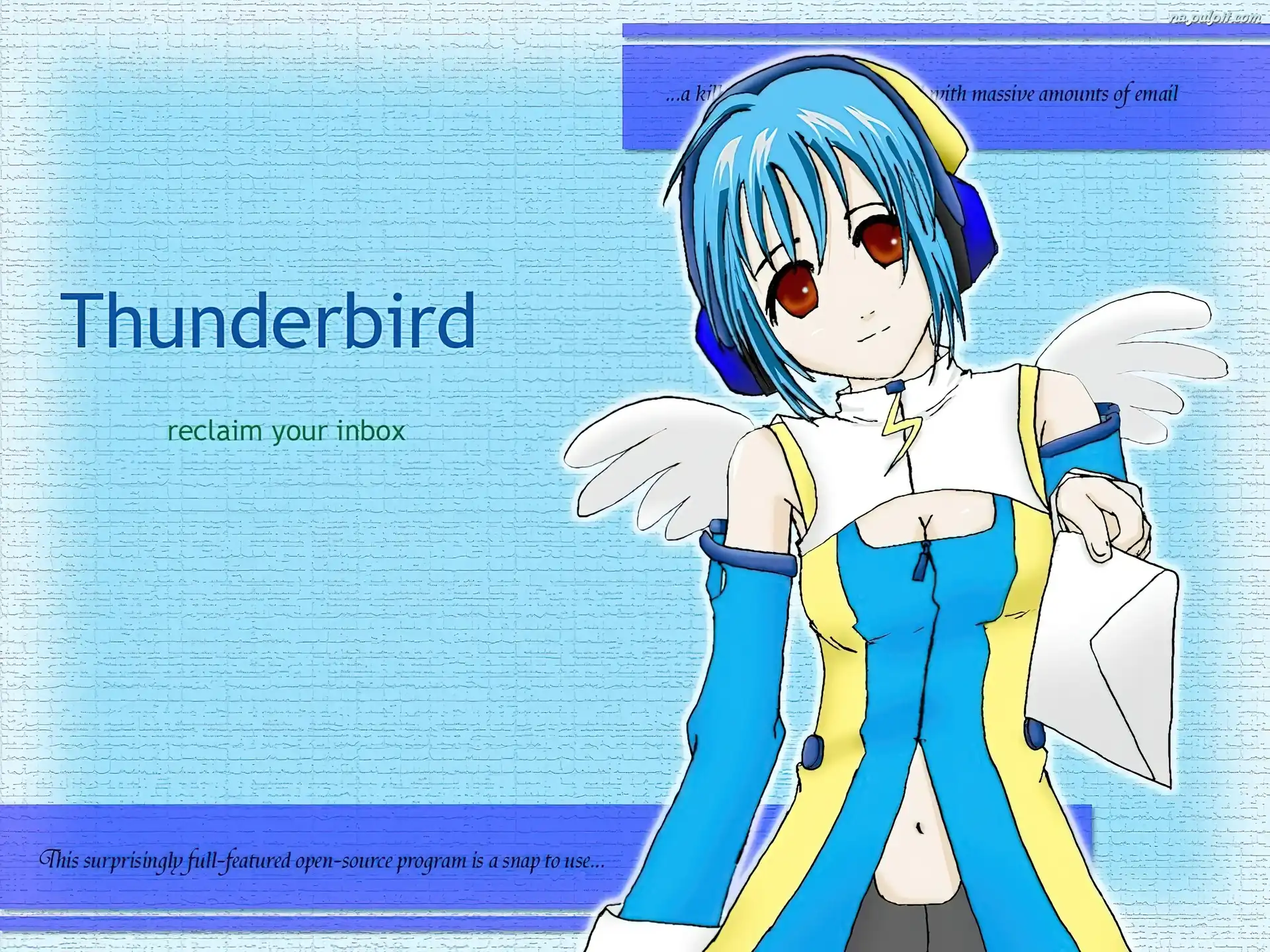 dziewczyna, koperta, manga, Thunderbird, grafika